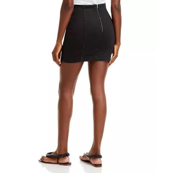 Free People Modern Femme Denim Mini Skirt in Black 0 - Picture 2 of 7